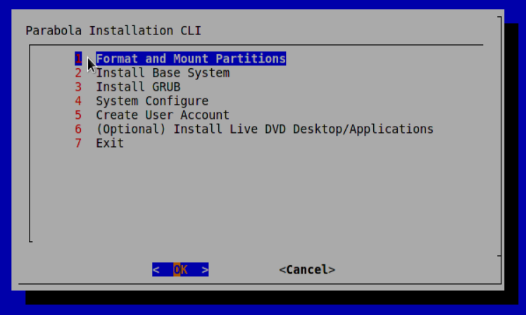 main menu of install.sh