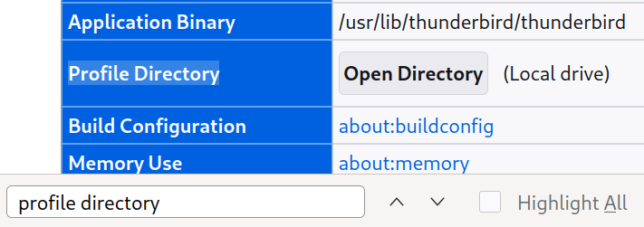 (section) Application basics -> Profile Directory -> Open directory